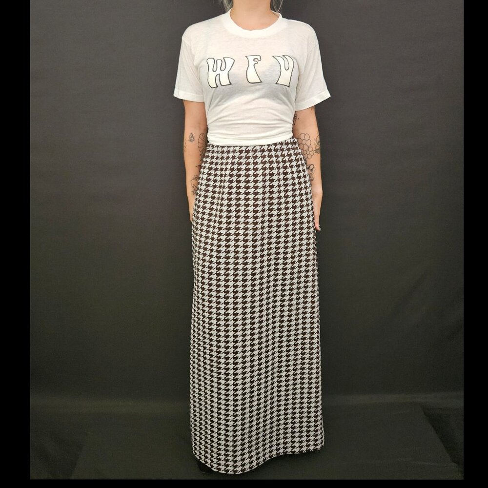 ❗️SOLD❗️70s Bodin Knits Houndstooth Pull On Maxi Skirt